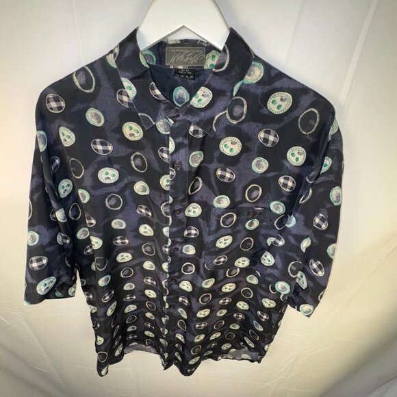 Lord & Taylor Mens Size L Kensington Collection 100% Silk Shirt Fun Pattern - Picture 7 of 8